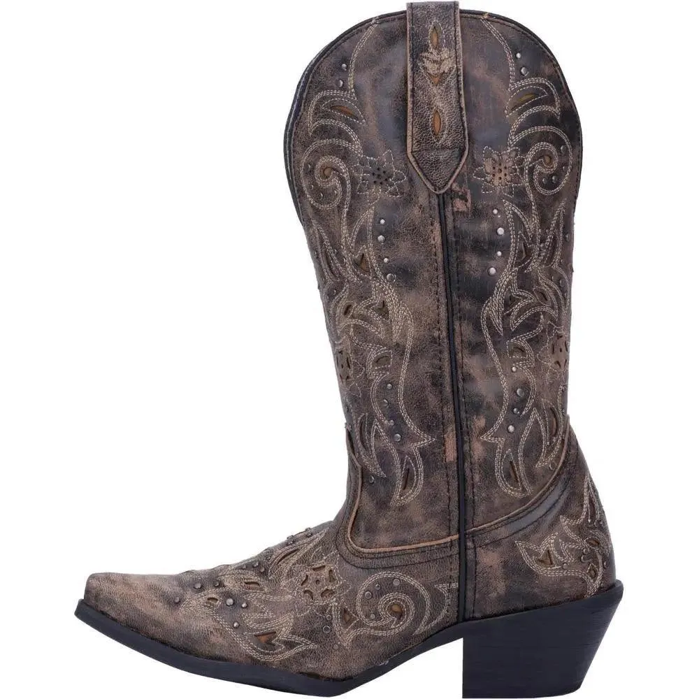 Laredo Vanessa Black Tan Snip Toe Wide Calf Leather Boot 52050