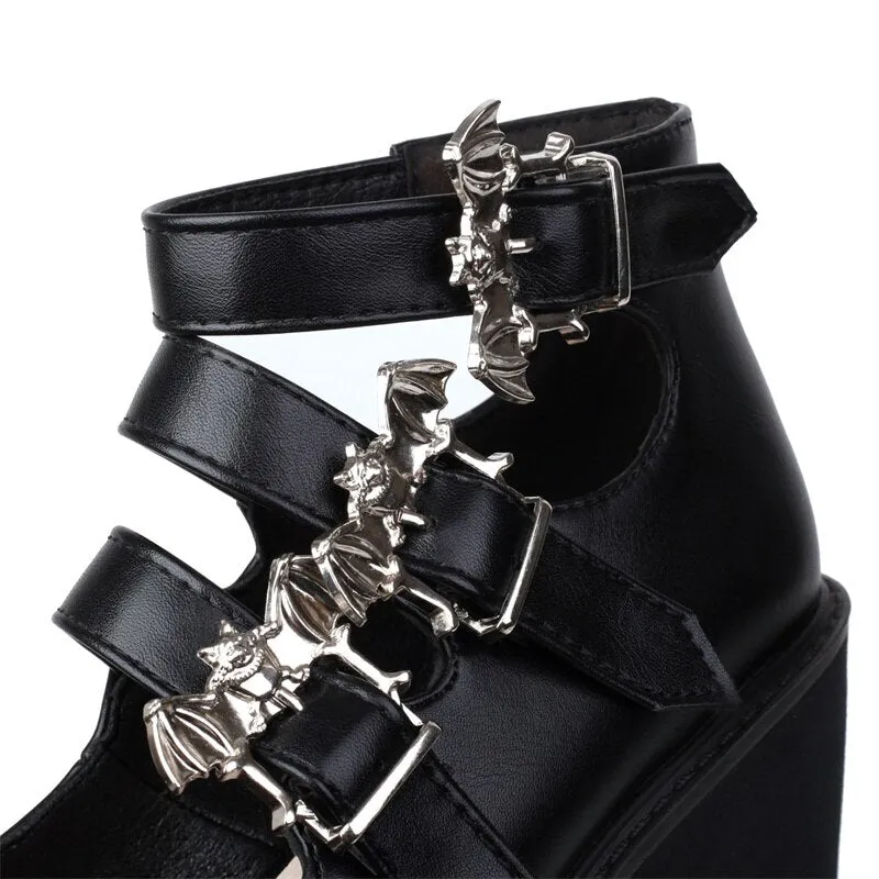 'Like Magic' Black Alternative Gothic Bat Buckle Boots