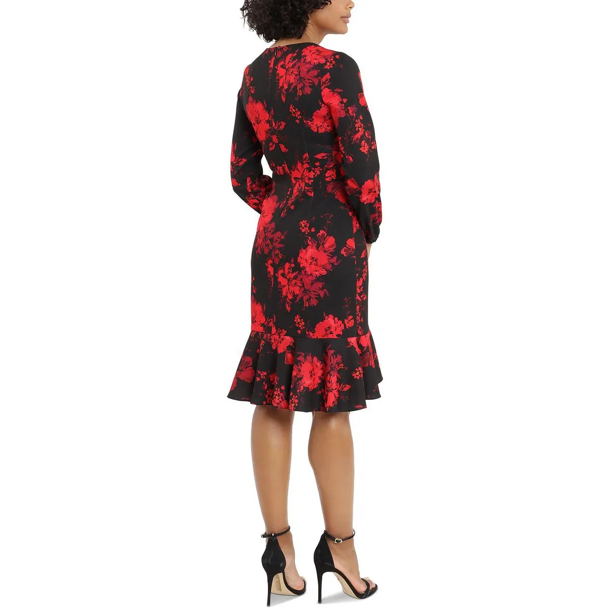 London Times Womens Knit Floral Fit & Flare Dress