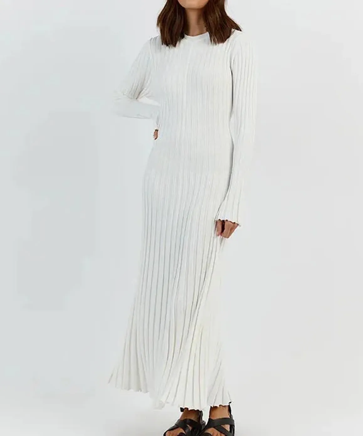 Long Sleeve Knitted Long Maxi Dress