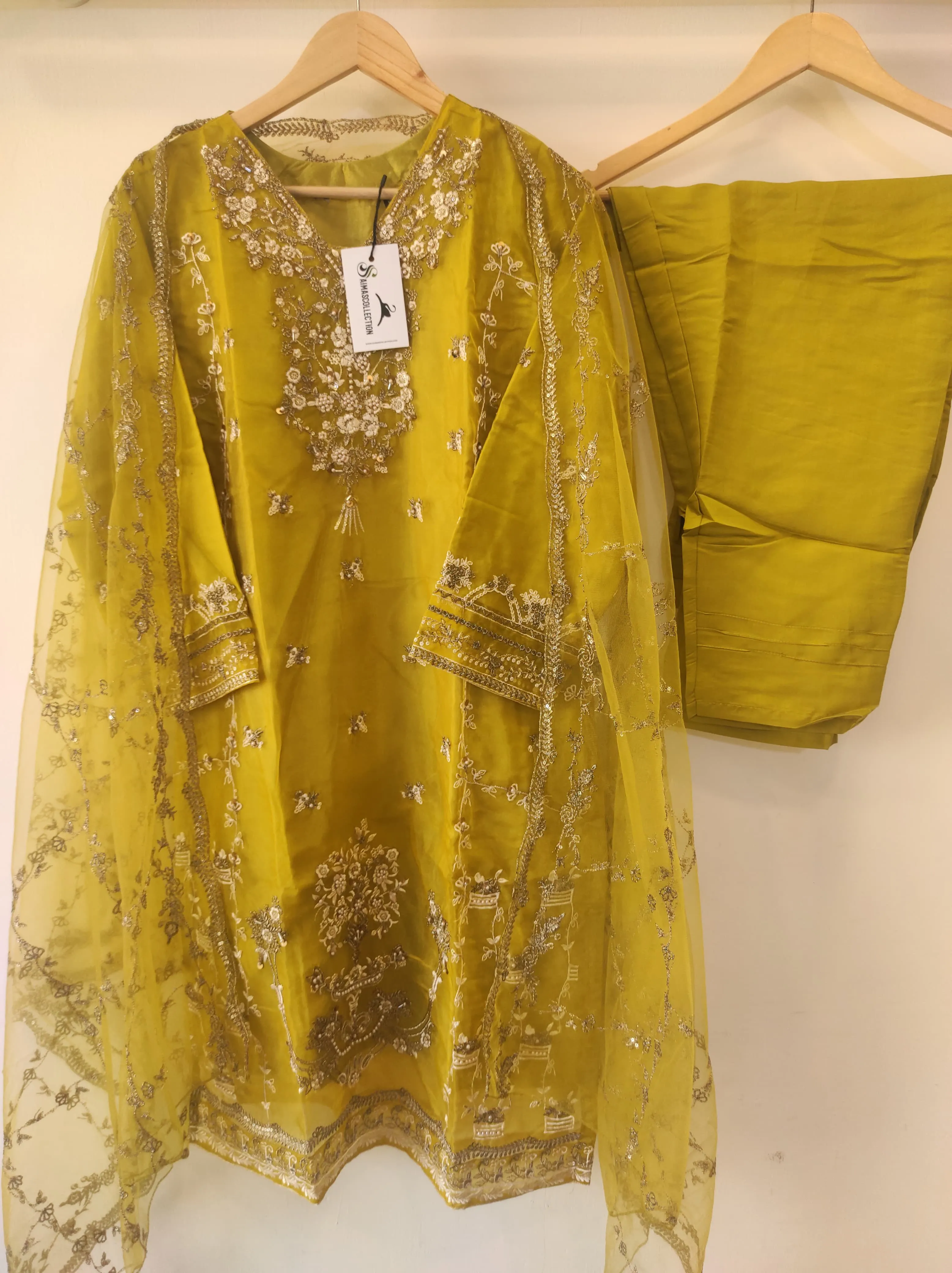 Organza party wear ( MUSTARD )