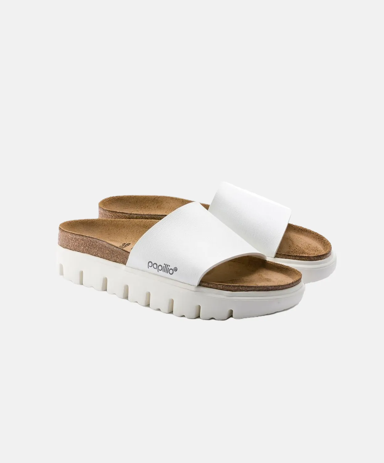 Papillio Cora Birko-Flor Chunky White Sandals