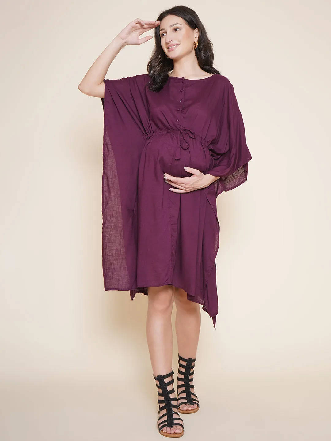 Purple Maternity and Nursing Kaftan