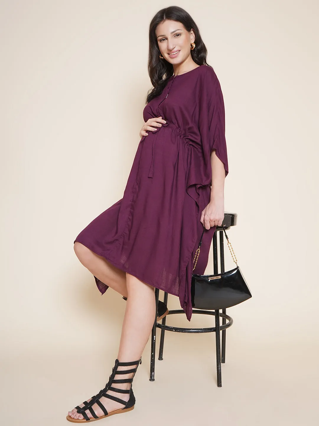 Purple Maternity and Nursing Kaftan