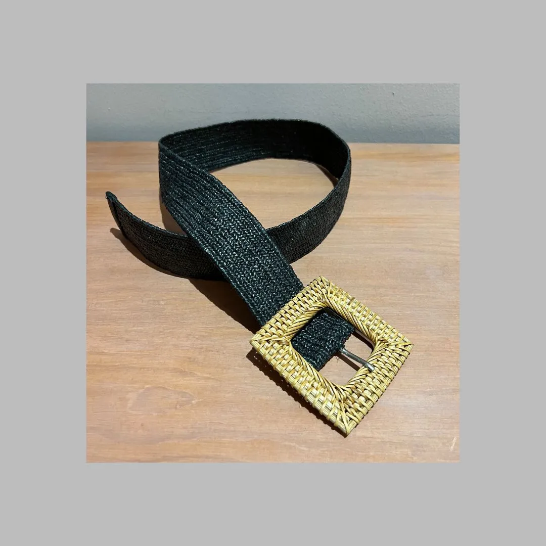 Rattan Belt Square Buckle