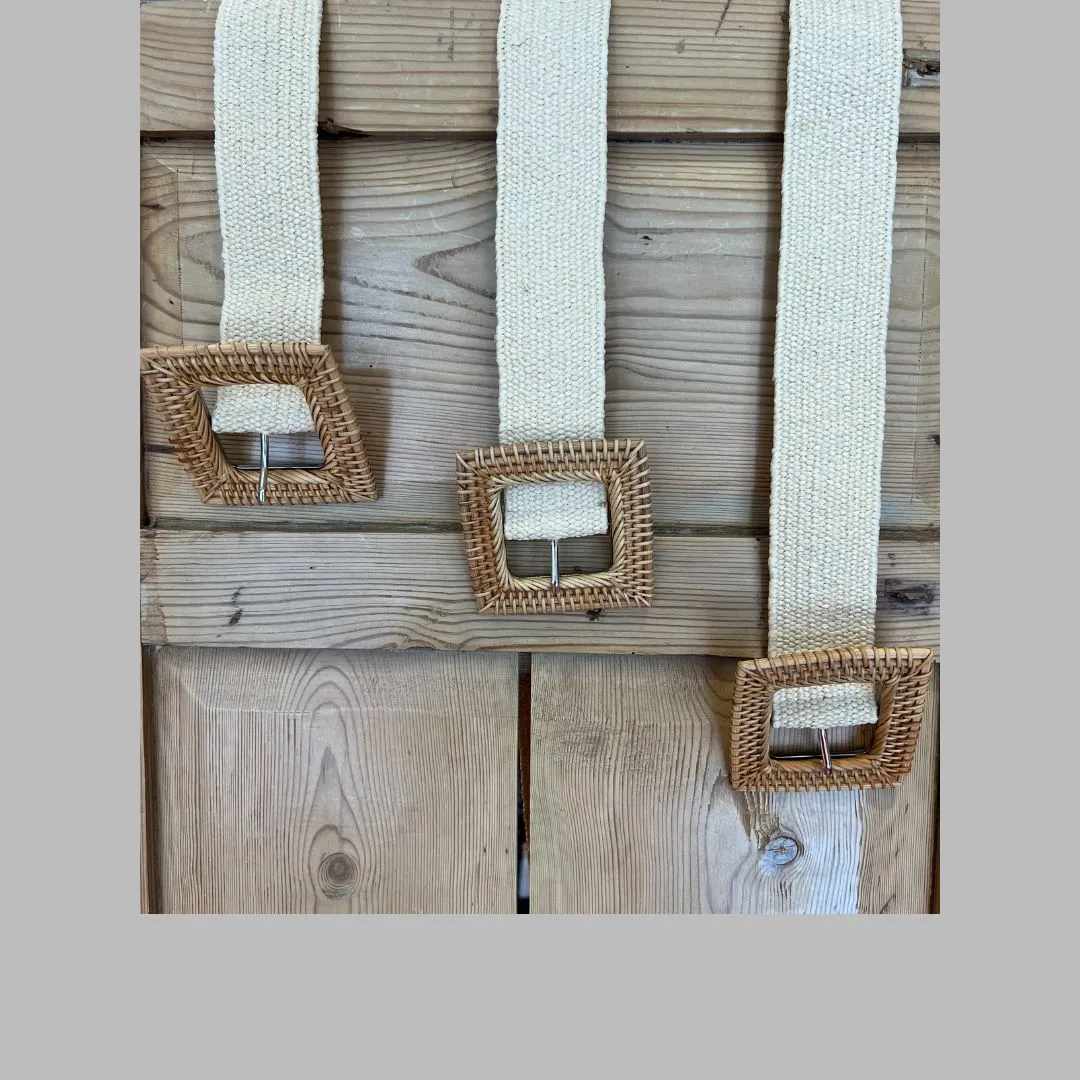 Rattan Belt Square Buckle