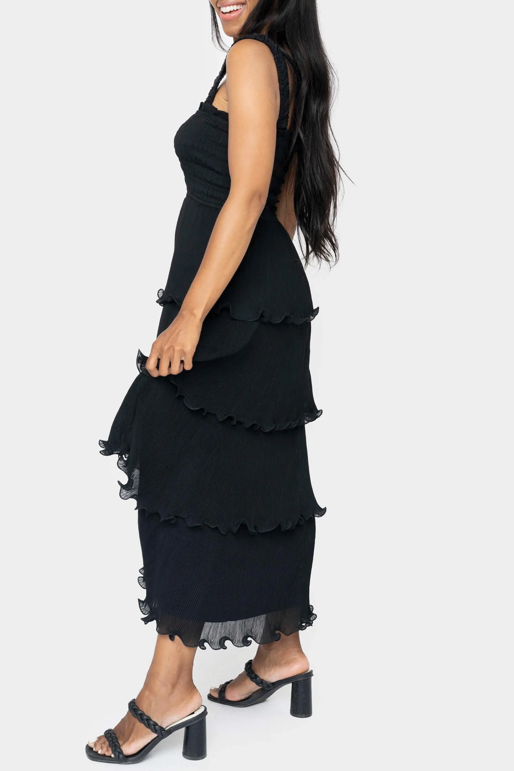 Reset By Jane Ruffle Tier Midi Dress