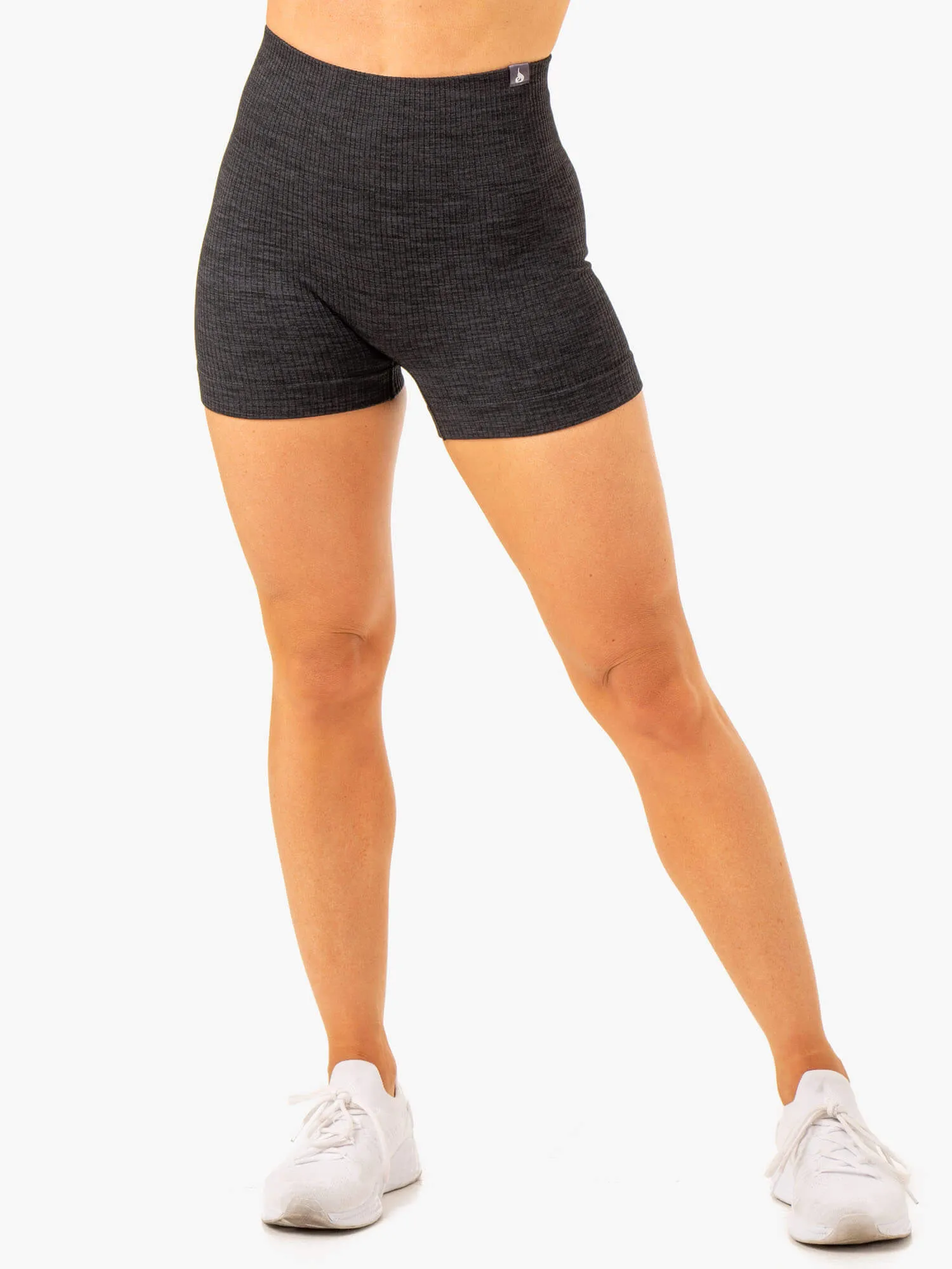 Rib Seamless Shorts - Black Marl