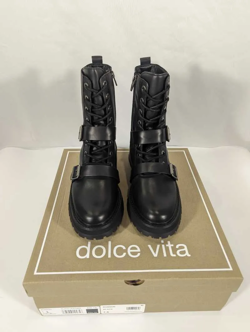 RONSON BOOTS BLACK LEATHER - re:vita