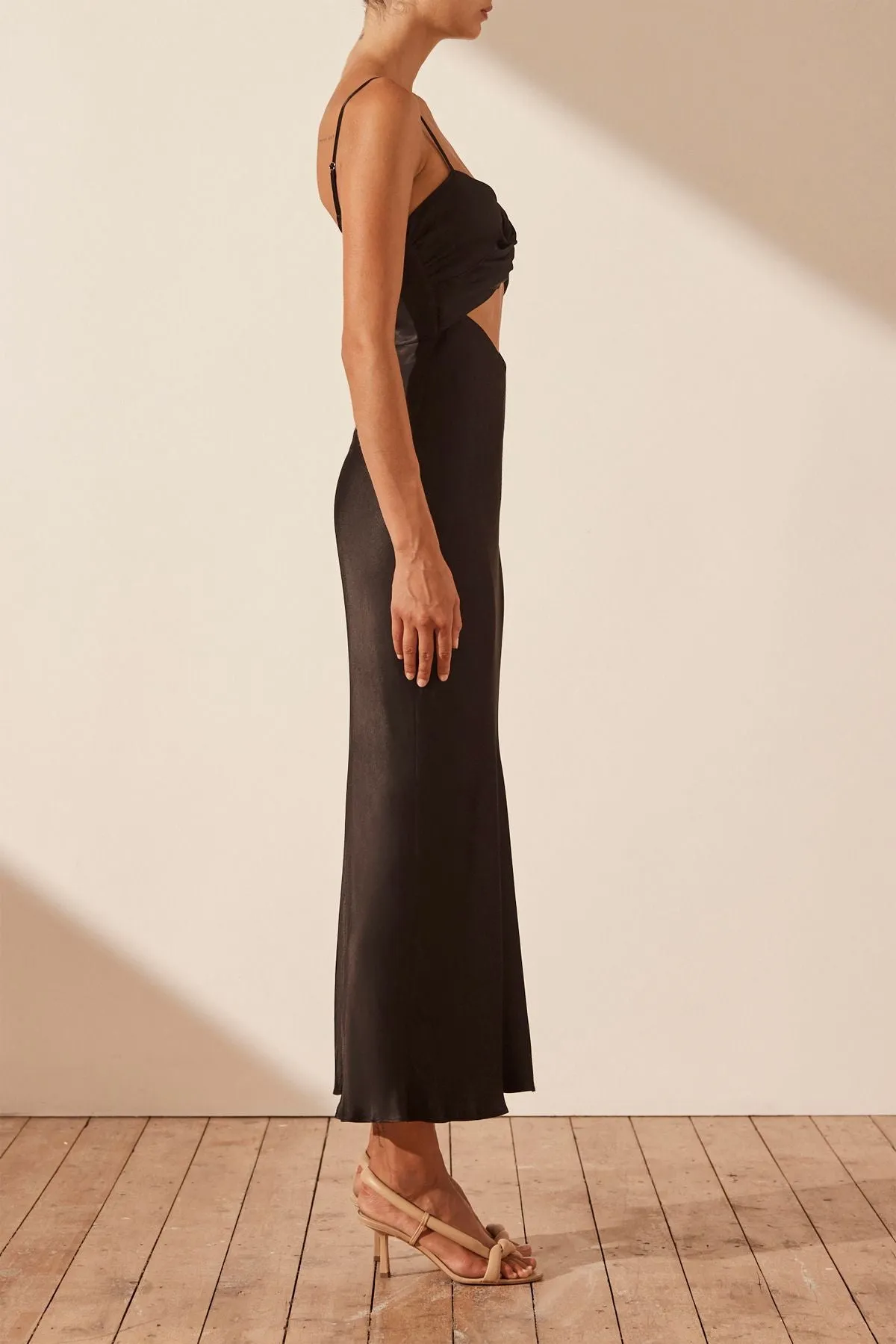 Shona Joy | Oliviera Twist Front Midi Dress - Black