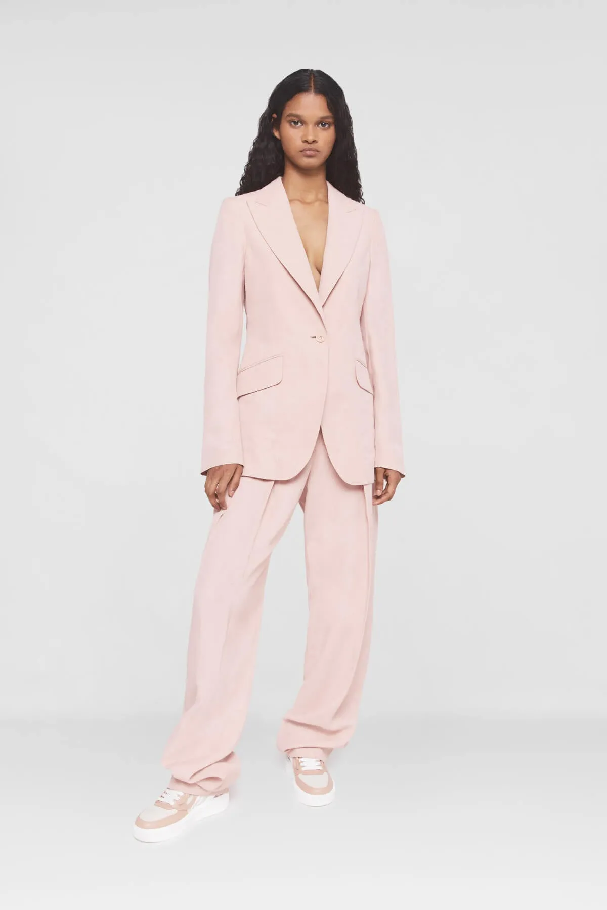 Stella McCartney Fluid Linen Single-Breasted Blazer - Rose