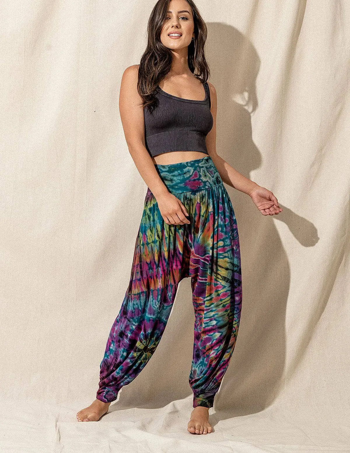 Tie-Dye Harem Pants - Teal - As-Is-Clearance