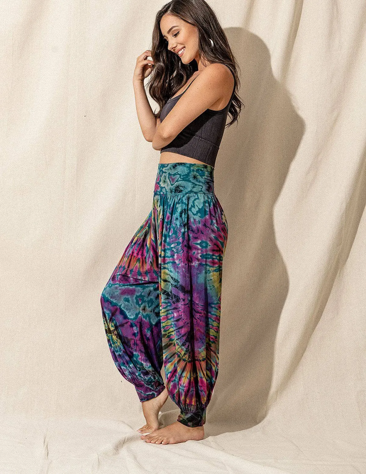 Tie-Dye Harem Pants - Teal - As-Is-Clearance