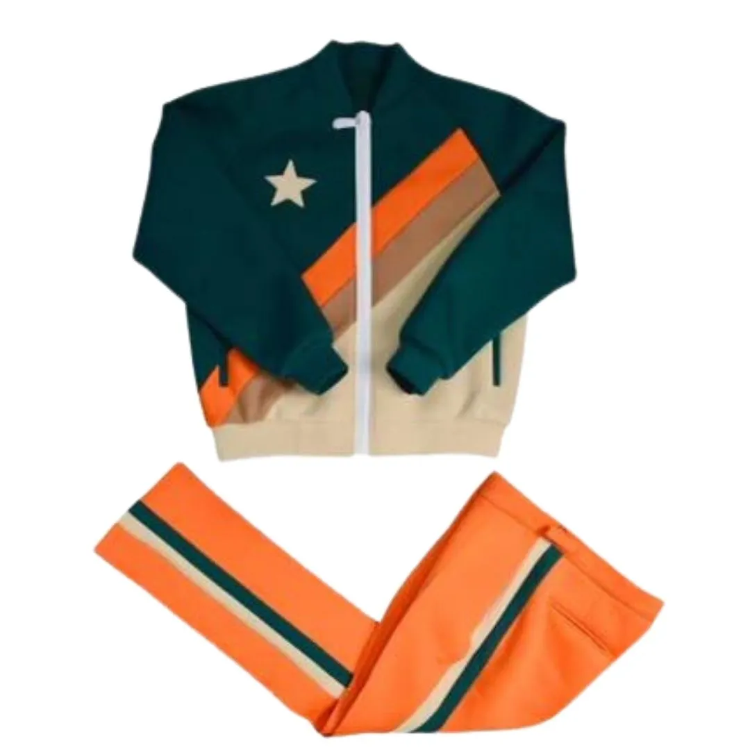 Tri-Color Green/Orange/Beige